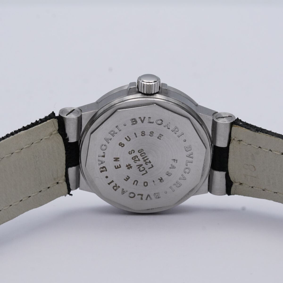 BULGARI DIAGONO DAMEN UHR QUARZ 29MM LCV29S VINTAGE MIT LEDER BAND RAR Uhrenatelier Halle