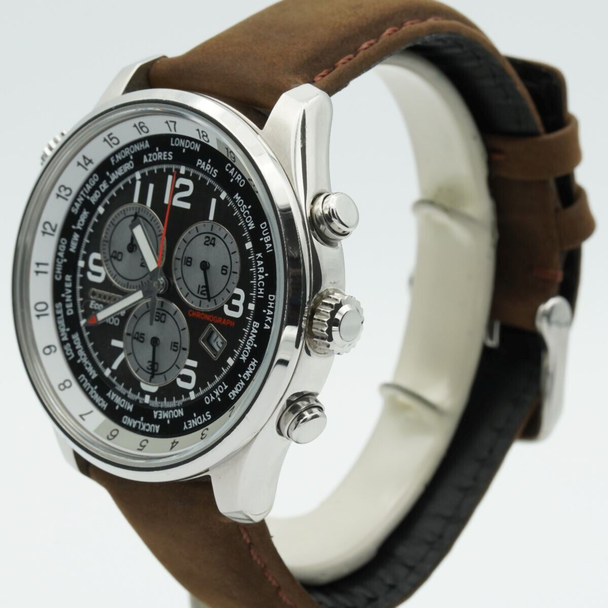 CITIZEN ECO DRIVE QUARZ HERREN UHR 42MM CHRONO MIT LDER BAND H500 CI005 Uhrenatelier Halle