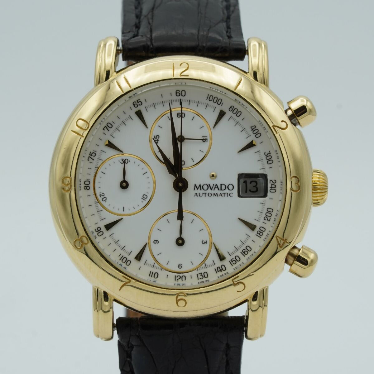 MOVADO AUTOMATIK CHRONO HERREN UHR 39MM 18K 750 MASSIV GOLD VINTAGE 40.A7.671 Uhrenatelier Halle