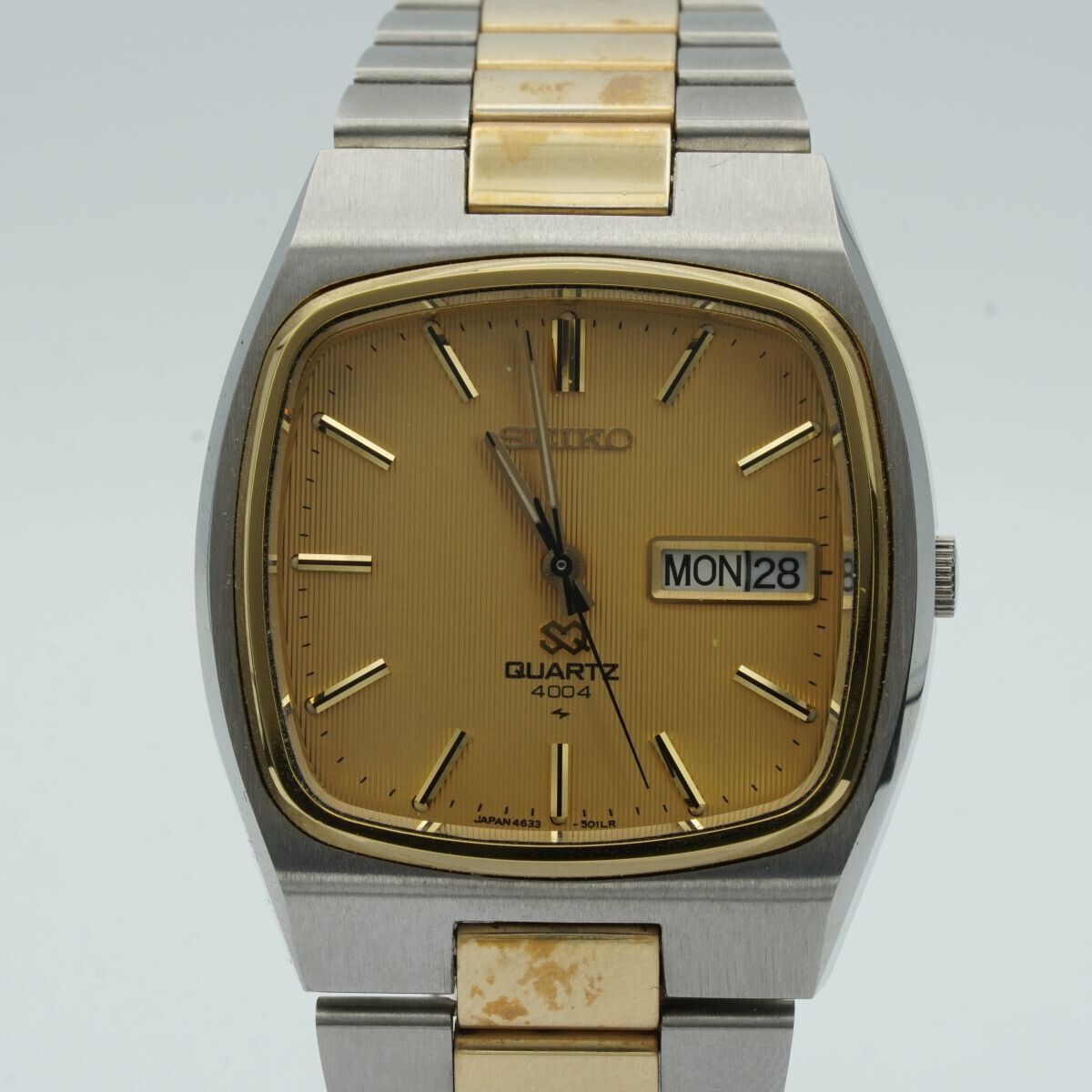 SEIKO SQ 4004 QUARZ HERREN UHR STAHL GOLD 34MM VINTAGE RAR SCHON Uhrenatelier Halle