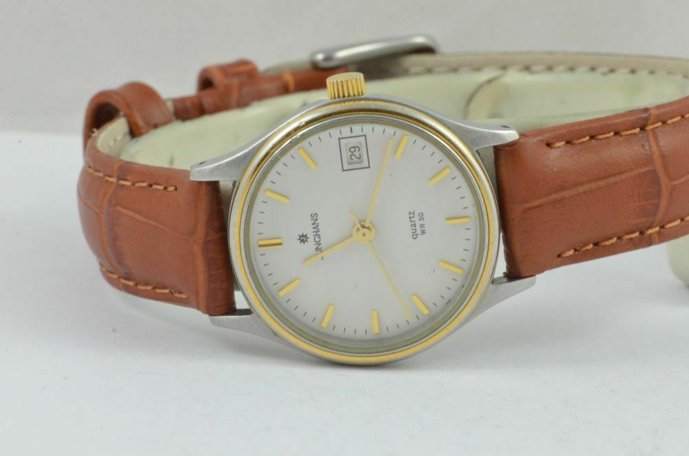 Junghans Damen Uhr 28mm Stahl Gold Vintage Rar Mit Leder Band 2 Uhrenatellier Halle